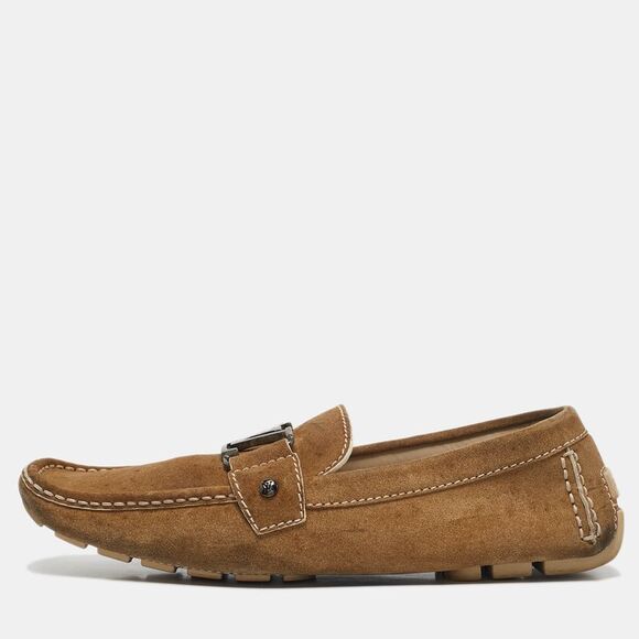 Louis Vuitton Brown Suede Monte Carlo Slip On Loafers Size 42.5